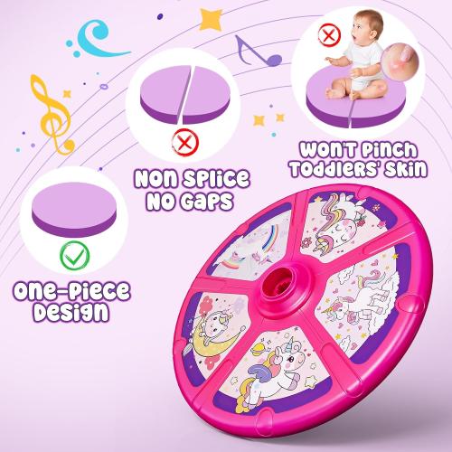 Flooyes Unicorn Sit and Spin Toys for Toddlers Girls 2 Years Old, Christmas Birthday Gifts for 1 2 3 4, with LED and Music, 360° Spin