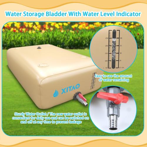 63Gal/240L XITAO Water Storage Bladder w/Water Level Indicator, Large Capacity Foldable Water Storage Containers, Portable Emergency Water Tank Water Bag for RVs, Fire Prevention, Irrigation