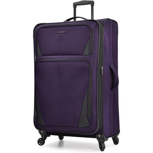 U.S. Traveler Aviron Bay Expandable Softside Luggage with Spinner Wheels, Purple, Large