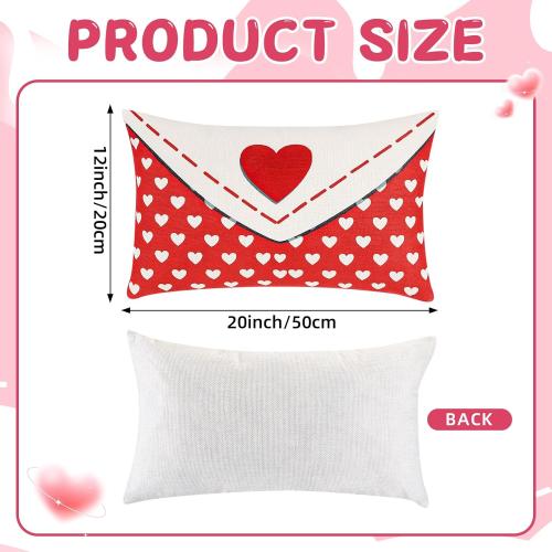 2 Pcs Valentines Day Pillow Cover 12 x 20 Inch Envelope Throw Pillow Cover Red Heart Polka Dots Farmhouse Cushion Case Anniversary Wedding Cushion Case Decoration Gifts for Sofa Couch Bed