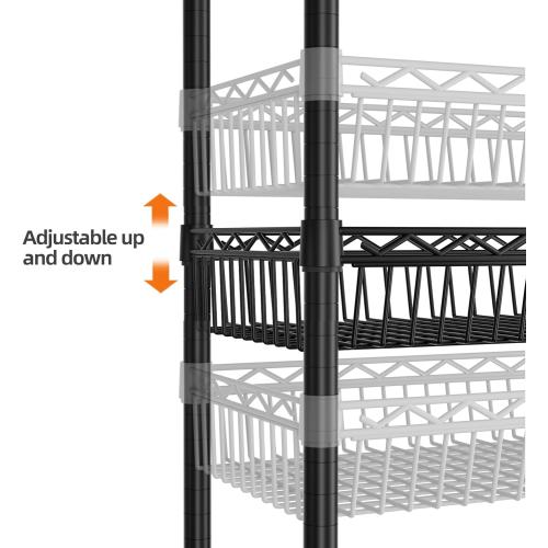 SINGAYE Shelf 6 Tier Wire Shelving Unit Adjustable Storage Shelves Big Basket Rack for Garage Kitchen Office Pantry Laundry Room Organizers13.5 D x 30 W x 65 H Black