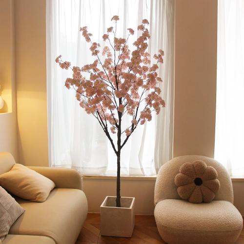 Nafresh Tall Artificial Cherry Blossom Tree 6Ft(72'), Realistic Potted Silk Faux Cherry Blossom, Indoor/Outdoor for Home, Office, Living Room, Bedroom, Porch