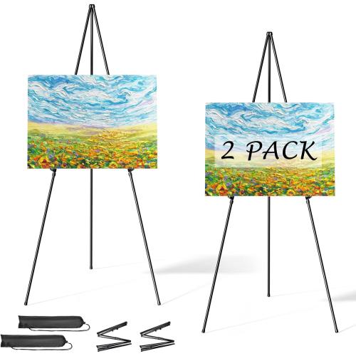 Easel Stand for Sign, Aredy 63 Portable Painting Easel, Lightweight Metal Easels for Painting Canvas, Wedding Sign (2 Pack)