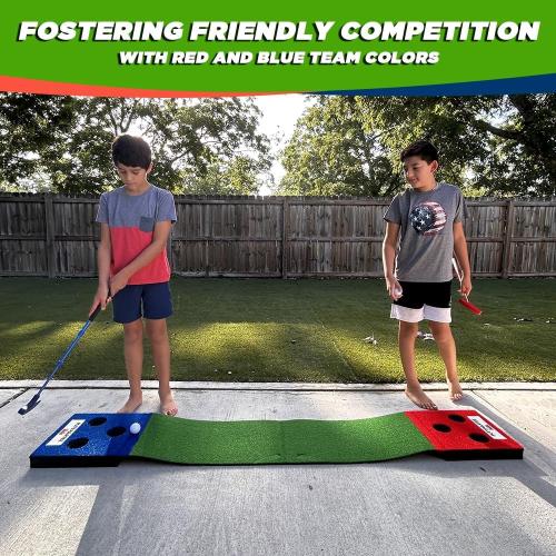 Portable Kids Golf Pong Putting Game Set – Indoor & Outdoor Mini Golf – Fun Yard Game - Adjustable Putters, Quality Base, Real Balls – Perfect for Family Competitions