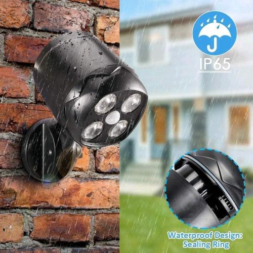 Outdoor Motion Sensor Light Battery Operated, IP65 Waterproof Ultra Bright Motion Sensor Outdoor Lights Head Adjustable with 8W 600 Lumen 6000K 4LEDs for Garage Yard Porch and Patio (1 Pack)