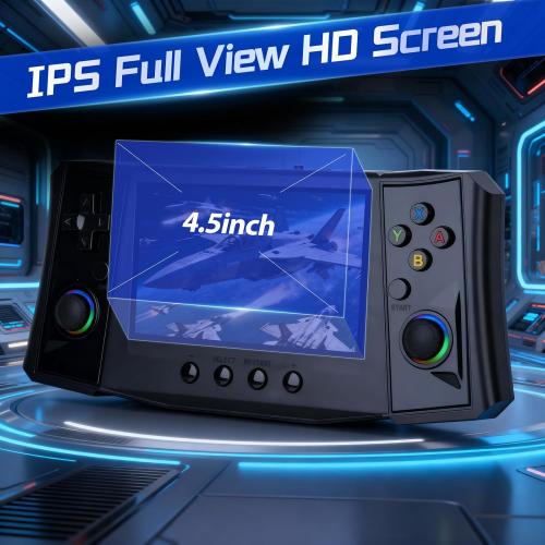 2025 Upgraded Handheld Game Console, 4.5 Inch IPS Screen, 50000 Preloaded Games, 256GB Storage, 4000mAh Battery, Portable Retro Gaming Device (Black)