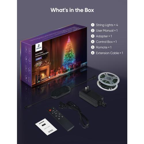 APPECK Christmas String Lights,134 FT 400 LED Outdoor String Lights, 111 Scene Modes Smart RGBW Color Changing Fairy Lights with App Controlled, Decorations String Light for Indoor, Outdoor Tree Decor