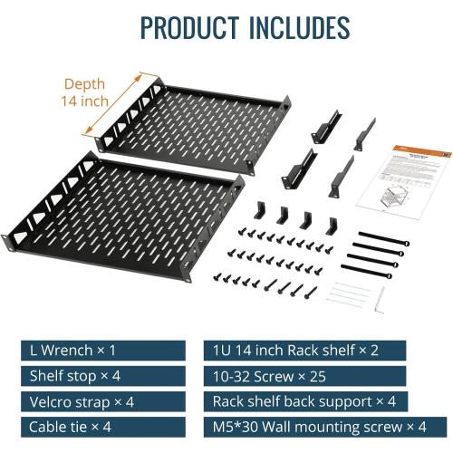 Tecmojo 12U Open Frame Network Rack for IT & AV Gear, AV Rack Floor Standing or Wall Mounted,with 2 PCS 1U Rack Shelves & Mounting Hardware,Network Rack for 19 Networking,Audio and Video Device