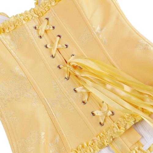 frawirshau Women's Lace Up Boned Overbust Corset Bustier Lingerie Bodyshaper Top