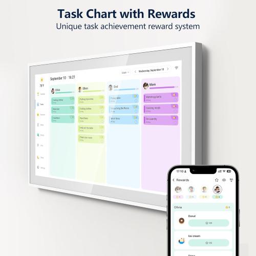 Digital Calendar, 15.6 Inch Wall Planner Electronic Calendar & Chore Chart, Smart Touchscreen Interactive Display for Family Schedules, Great for Organizing Your Routines, Wall & Desk Mountable