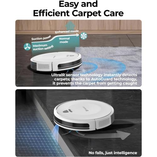 Robot Vacuums,10KPa Robotic Vacuum Cleaner with Mapping,Lidar Navigation&Obstacle Avoidance,150mins Robot Vacuum with App/Alexa/Remote,Tangle-Free Pet Hair,Self-Charging (White)