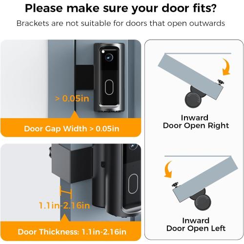 Blink Doorbell Mount Adjustable 360° Degree Angle Compatible with Blink Video Doorbell(2025 Model), No-Drill Blink Camera Bracket Holder for Home, Apartment & Dorm (Door Mount)