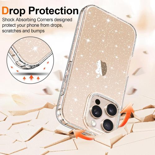 Hython for iPhone 16 Pro Case Glitter, Clear Glitter Sparkly Shiny Bling Sparkle Cute Cover, Anti-Scratch Soft TPU Thin Slim Fit Shockproof Protective Phone Cases for Women Girls, Clear Glitter