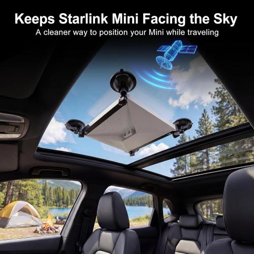 Starlink Mini Mount – Starlink Mini Car Mount Suction Cup Holder for Sunroof & Window, Strong Vacuum Base, Starlink Mini Accessories for RV, Boat, Truck (Black) (Black)
