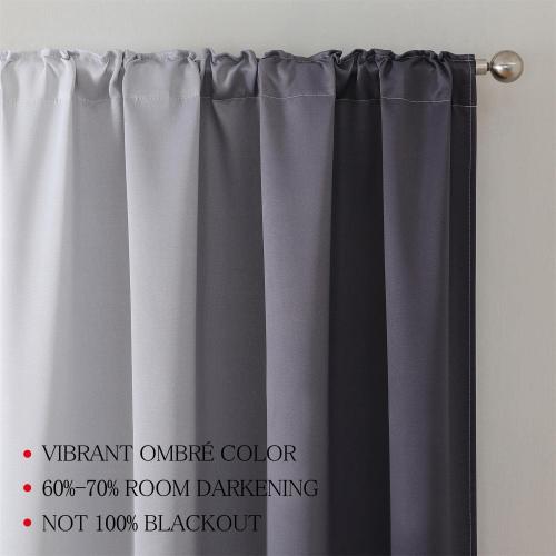 MIUCO Blackout Curtains & Drapes for Bedroom Living Room 84 Inches Long Grey and White Room Darkening Ombre Curtains Rod Pocket & Back Tab Curtains Thermal Insulated Light Blocking 2 Panels Set