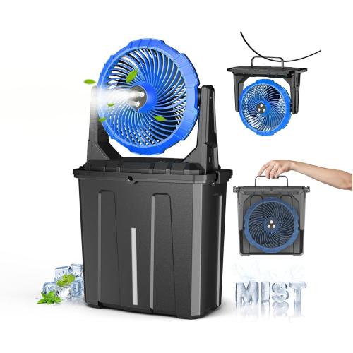 Ausic 10″ 9L Portable Misting Fan, [Max 55Hrs] Outdoor Mister Fan for Outside Patios Golf, 20000mAh Rechargeable Battery Operated Travel Water Cooling Fan, Camping Patio Accessories - 3 Spray Misters