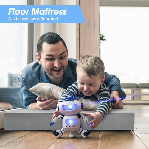 GREY CYMULA Memory Foam Camping Mattress Pad,3inch Sleeping Pad for Camping,Non-Slip Bottom Floor Cot Car Mattress Bed with Retaining Portable Roll up Mattress Pad Mat for Travel Truck Guest Bed Tent