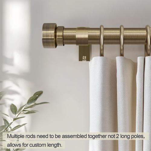Antique Bronze Curtain Rods for Windows 72 to 144 Inches Adjustable Length Heavy Duty 1 Diameter Window Curtain Rod with Solid Metal Finials for Outdoor Farmhouse Bedroom Kitchen Living Room