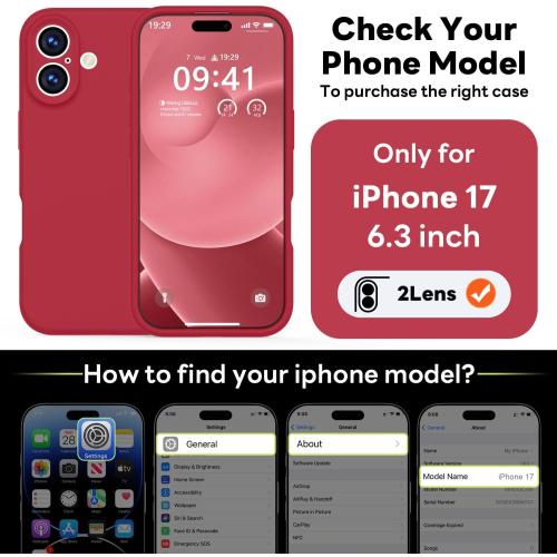 Vooii Magnetic for iPhone 17 Case, Compatible with Magsafe (Premium Liquid Silicone) (Integrated Camera Control Button) Full Body Protective Anti-Scratch Microfiber Lining 6.3, Red
