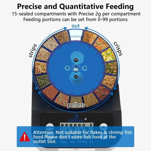 fishkeeper Automatic Fish Feeder for Aquarium - 2025 Upgraded Rechargeable and Precision Fish Feeder Auto Dispenser for Betta Fish & Turtle, Moisture & Proof Vacation Self Feeding(Memory Function)