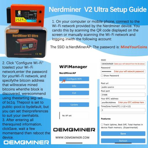 NerdMiner V2 Ultra 250KH/S Edition - Low Power, Fan-Cooled BTC Miner with T Display S3, Lucky Solo Lottery Mining, High Efficiency for Cryptocurrency Enthusiasts