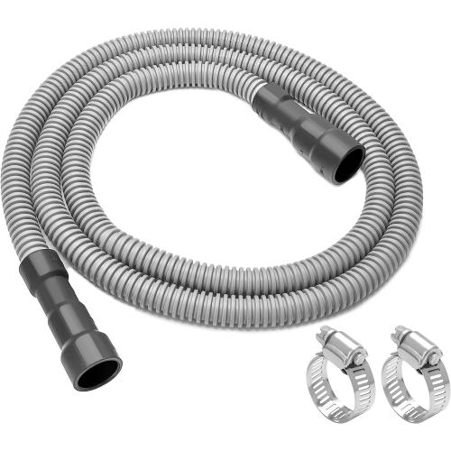 MyLifeUNIT Universal Dishwasher Drain Hose, 10 Ft Dishwasher Discharge Hose Extension, Corrugated and Flexible Dishwasher Hose Drain Replacement with 2 Clamps, Fits 11/16,1 and 1-1/8