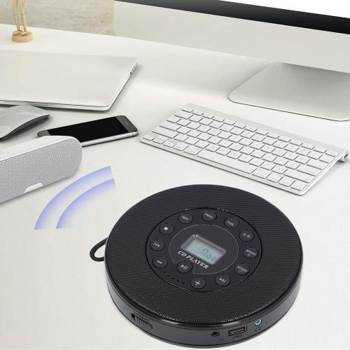 Portable CD Player with Speaker and Anti Skip CD Player for Car MP3 Compatibility Support Recording to USB Built-in Microphone (Black)
