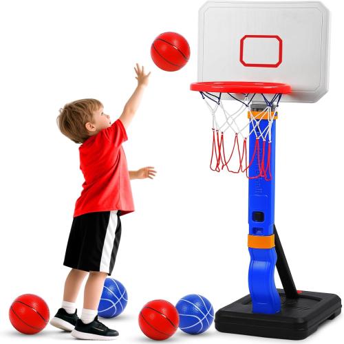 Size 27.55 to 54.33  Toddler Basketball Hoop Indoor, 27.55 to 54.33 Height Adjustable Mini Basketball Hoop Outdoor, Toys for Age 3  Boys Girls Kids Babies Gifts Birthday Children's Day Parent Games Learning Exercising