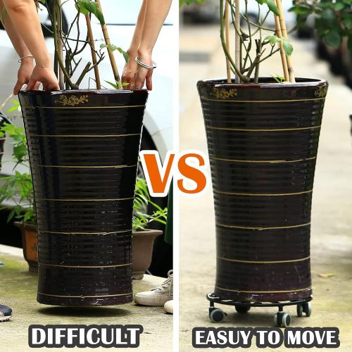 5 Pack Plant Caddy with Wheels Heavy Duty 13.5 Inches Metal Plant Stand with Wheels Plant Dolly Rolling Plant Stand Plant Roller with Casters for Indoor and Outdoor, Black