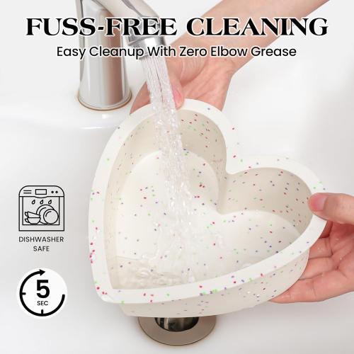 3 Pcs Silicone Heart Shaped Cake Pans 10 Inch 8 Inch 6 Inch Mini Small Large Heart Cake Pan Set Nonstick Silicone Heart Molds for Baking (Cream)