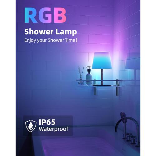 EZVALO Valentines Day Gifts for Her, RGB Color Changing Shower Lamp, 83 Scene Modes, IP65 Waterproof Rechargeable Cordless LED Light for Bathroom, Spa-Like Shower, Patio, Camping, Home Decor, 1Pcs