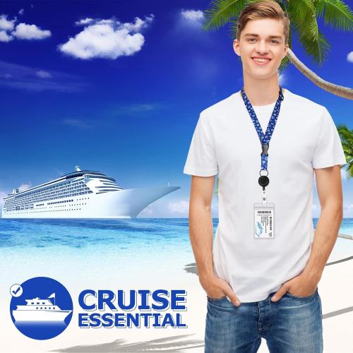 Leinuosen 4 Sets Christmas Cruise Lanyard for Ship Cards Retractable Lanyard with Waterproof ID Badge Reel Holder Gifts for Cruise Ship Essentials for Carnival(Vivid Style)