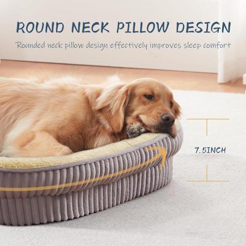 Orthopedic Dog Bed for Medium, Large Dogs Breeds, High Density Egg Crate Foam Dog Sofa Beds with Four Sided Bolster,Oval Kennel Bed, Pet Couch Bed,Removable Washable Cover& Non-Slip Bottom