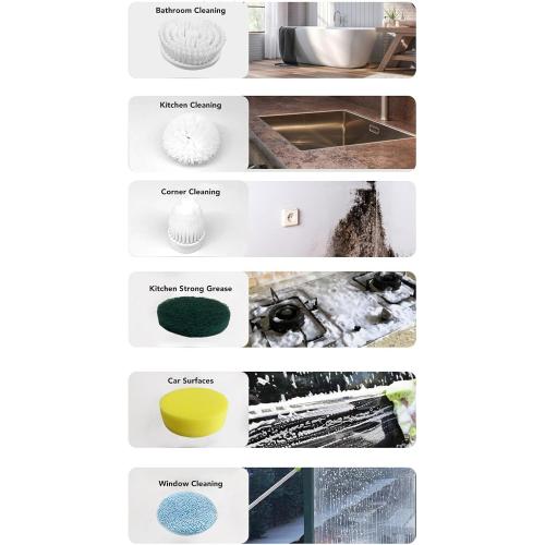 Electric Spin Scrubber for Cleaning, High Speed Motor, Cordless Cleaning Brush, Detachable Handle, Metal Extension Pole, Easy to Clean, for Floors, Furniture, Bathrooms, Kitchens