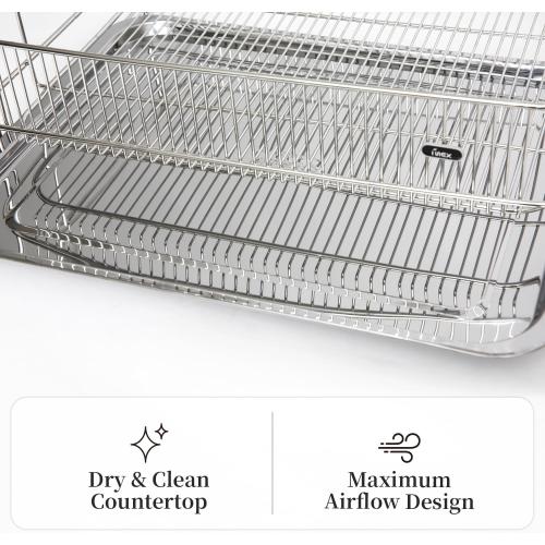 INEX Solid Dish Rack (Stainless Steel, 7.2 H x 19.8 W x 14.7 D)