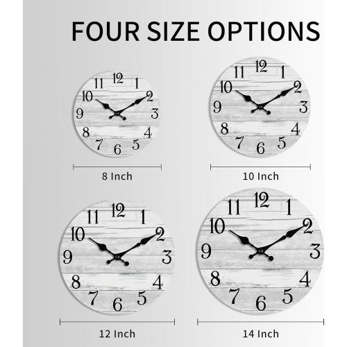 KECYET Wall Clock Battery Operated 12 Inch Gray Silent Non Ticking Country Rustic Design Vintage Retro Decorative for Bathroom Kitchen Bedroom