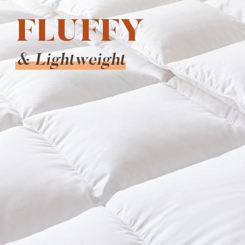 Cosybay Cali King Size Feather Down Fiber Comforter Ultra Fluffy Duvet Insert, All Season White Cotton Cover Luxury Hotel Bed Comforter with Corner Tabs, 104 x 96 Inch
