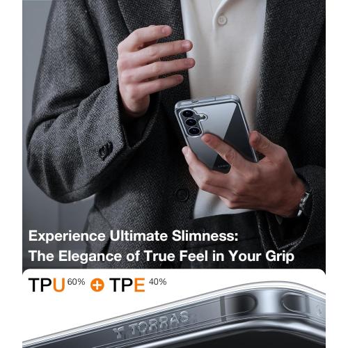 TORRAS Guardian Shockproof for Samsung Galaxy S25 Case, [12FT Military Grade Drop] Thin & Soft Touch for Samsung S25 Case, Transparent Protective Slim Case for Samsung S25, Diamond Clear