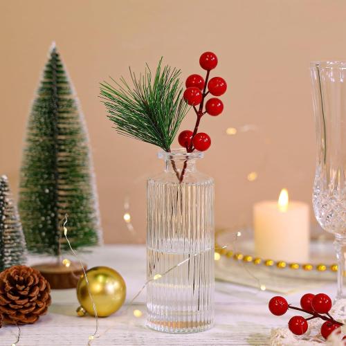 Glass Bud Vases Set of 12, Ribbed Bud Vases in Bulk, Mini Vases for Centerpieces, Small Clear Vintage Vase for Table Decorations, Wedding Decor, Home (Ribbed)