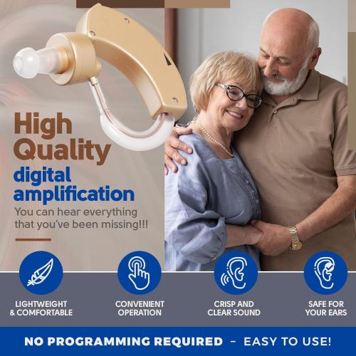 Hearing Aids BTE Behind the Ear,Hearing Amplifier for Seniors,Mini Size Sound Enhancer for Mild to Moderate Deafness(Pack of 1)