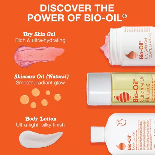 Bio-Oil Natural Skincare Oil, Serum for Scars and Stretch Marks, Face and Body Moisturizer for Dry Skin, Hair Oil, For All Skin Types, 4.2 Oz