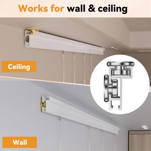 Picture Rail Hanging System 47 inch - Heavy Duty Picture Hanging Kit Mounted on Wall/Ceiling with 2 Picture Rails 47 inch, 4 Nylon Cords, 4 Hooks, Hardwares for Home, Office, Museum, Art Galleries