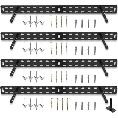 Set of 4 Size 22 x 1 1/4 x 4 inchHungsmart- Heavy Duty Floating Shelf Bracket - Long Wall Shelves Support, Hidden Floating Shelf Hardware, Black Shelf Brackets, Perfect for Kitchen/Nursery/TV Wall Shelf Decor (4 inch rod)