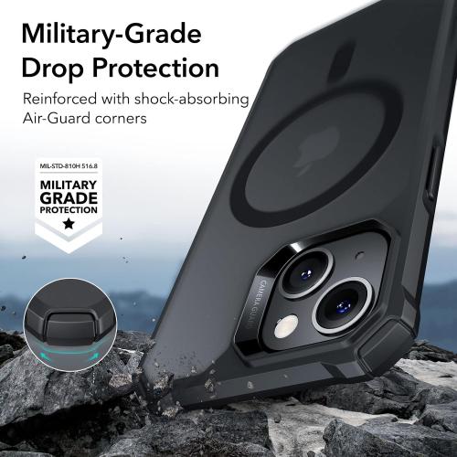 ESR for iPhone 14/13 Case, MagSafe Compatible, Military-Grade Protection, Shock-Absorbing Corners, Scratch-Resistant, Anti-Yellowing Acrylic Back, Slim Protective, Air Armor Series, Frosted Black