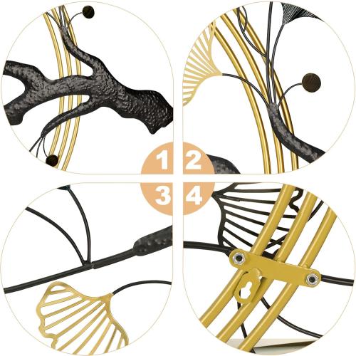 QXSXKJ 3D Metal Wall Art Decor for Living Room Large Modern Wall Sculptures Gold, 59'' Metal Wall-mounted Home Decoration, Creative Ginkgo Décor for Living Room Dining Room Bedroom (ginkgo leaf)