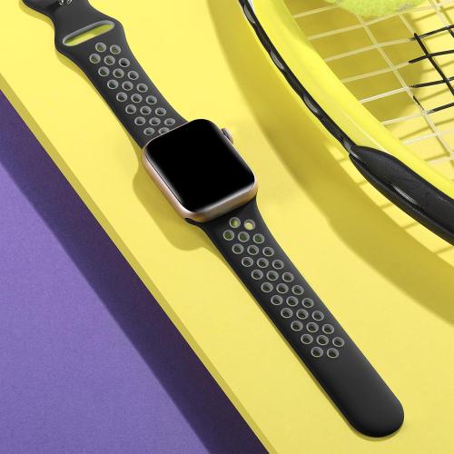 Lerobo Sport Bands Compatible with Apple Watch Ultra 3 2 1 Band 49mm for iWatch Band 11 10 46mm SE 3 2 1 44mm 45mm 42mm, Breathable Silicone Strap for iWatch Series 9 8 7 6 5 4 3 2 1 Men,Black/Gray
