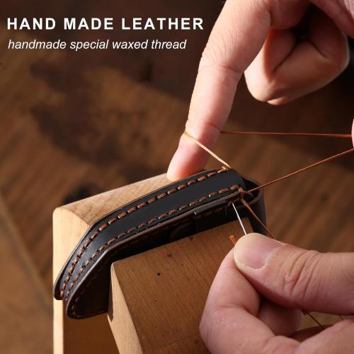 Leather Key Fob Cover, Compatible with 2020~up Cadillac Escalade CT4 CT5 CT6 XTS XT4 XT5 ATS etc, Retro Style Design Key Holder Protector(6 Button, Brown)