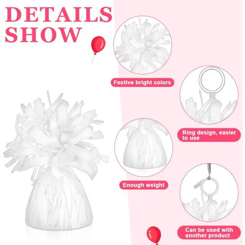 Yunsailing 24 Pcs Balloon Weights Metallic Anchor Balloon Holder for Helium Balloons Heavy Table Weights and 1 Roll Iridescent Crimped Ribbon for Birthday Wedding Baby Shower Party(Silver, White)