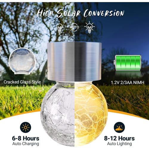 GIGALUMI Solar Lights Outdoor Waterproof, 12 Pack Solar Hanging Lights Garden Decor, Gifts for Women, Solar Outdoor Lantern Waterproof Cracked Glass for Yard, Fence, Tree(Warm White)