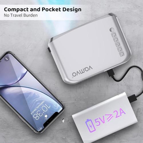 Vamvo Mini Projector with WiFi and Bluetooth 4K Support, Native 1080P Portable Outdoor Smart Projector, Mirror Screen with Android/iOS/PC Compatible with PC/PS5/Phone/TV Stick (Silver)